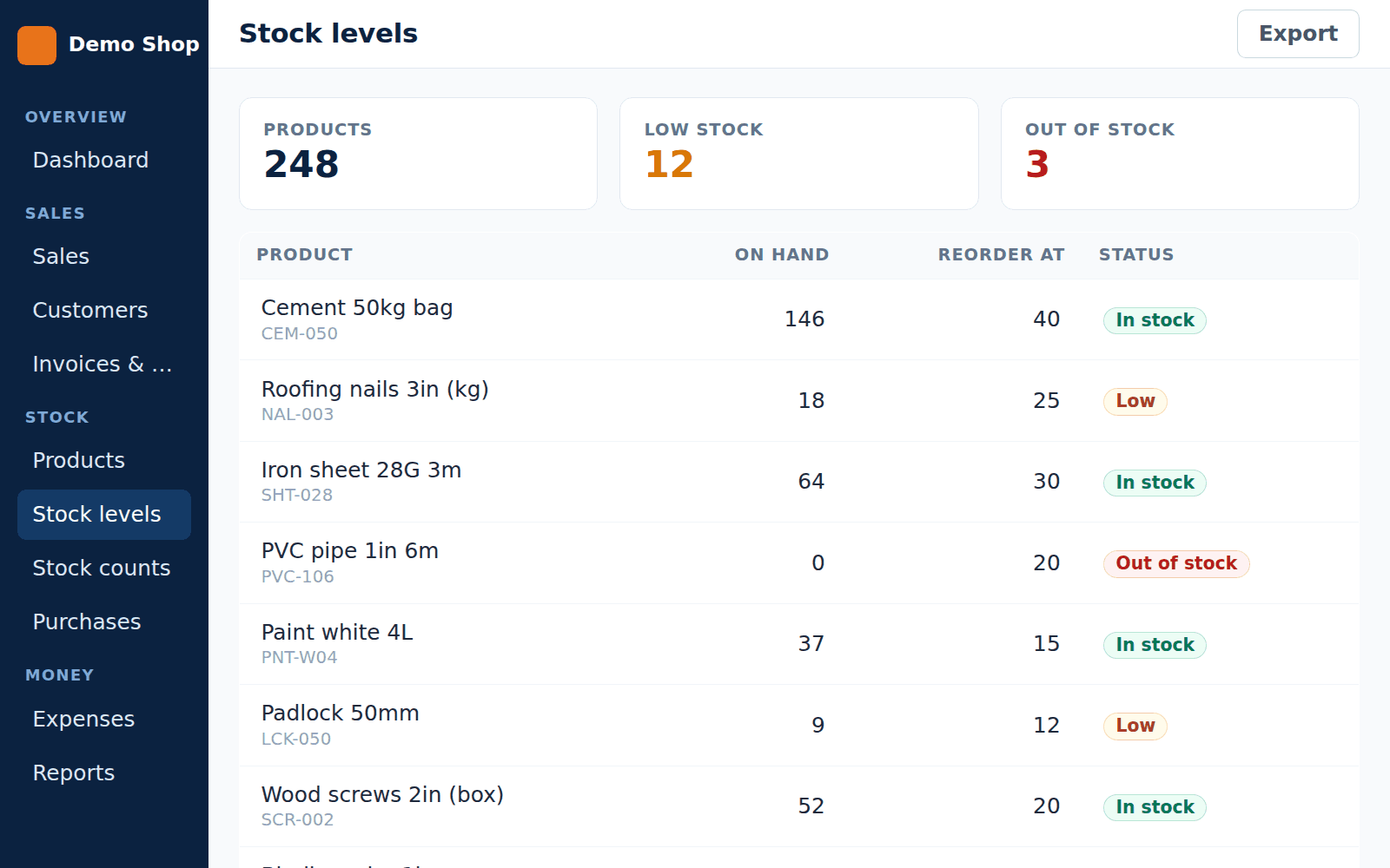ElgoTrack inventory management